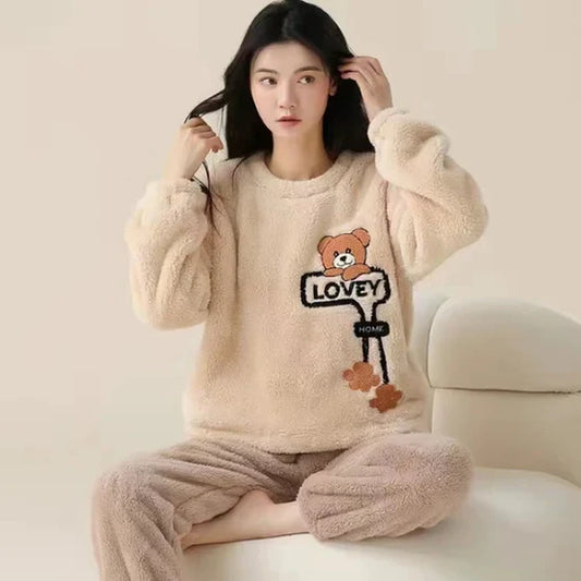 Love Teddy Fleece Pajama Suit